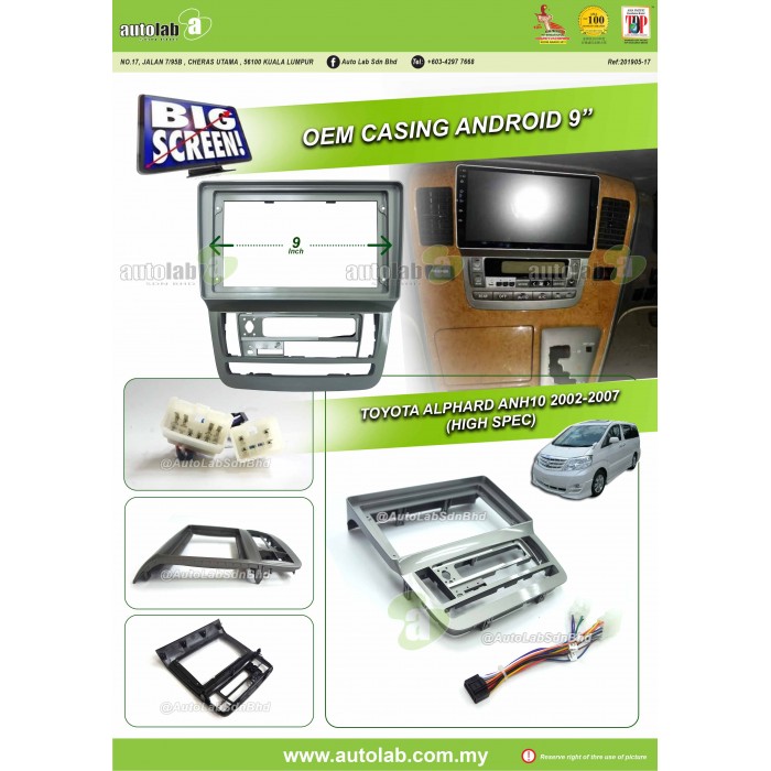 Big Screen Casing Android - Toyota Alphard ANH10 (High Spec) 2002-2007 (9inch)